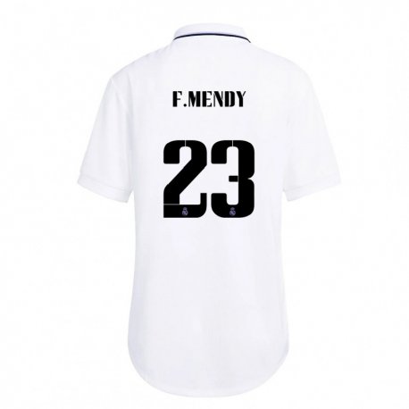 Kandiny Hombre Camiseta Ferland Mendy #23 Blanco Púrpura 1ª Equipación 2022/23 La Camisa Chile