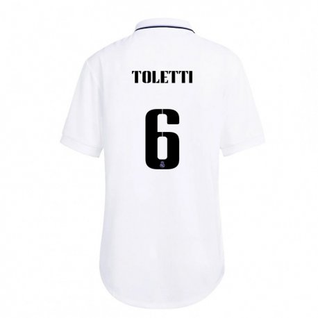Kandiny Hombre Camiseta Sandie Toletti #6 Blanco Púrpura 1ª Equipación 2022/23 La Camisa Chile