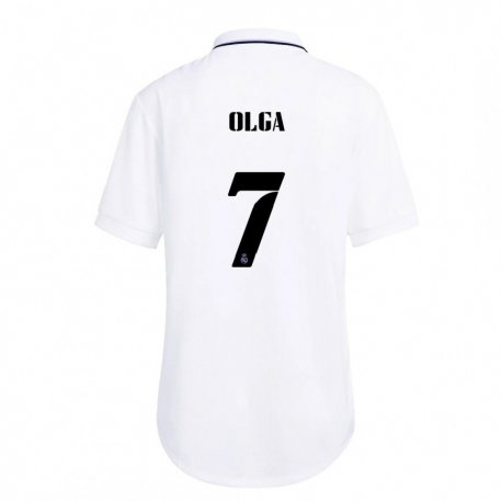 Kandiny Hombre Camiseta Olga Carmona #7 Blanco Púrpura 1ª Equipación 2022/23 La Camisa Chile