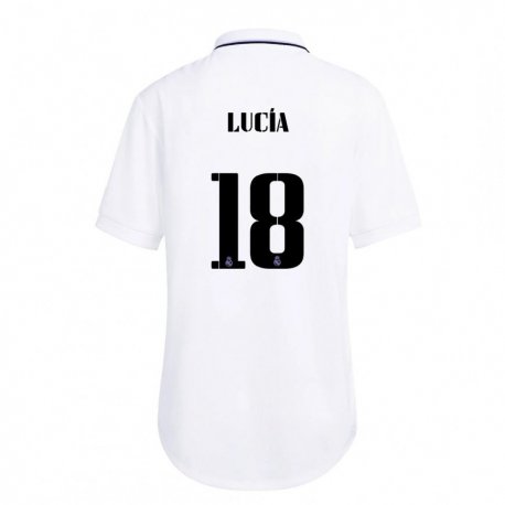 Kandiny Hombre Camiseta Lucia Rodriguez #18 Blanco Púrpura 1ª Equipación 2022/23 La Camisa Chile