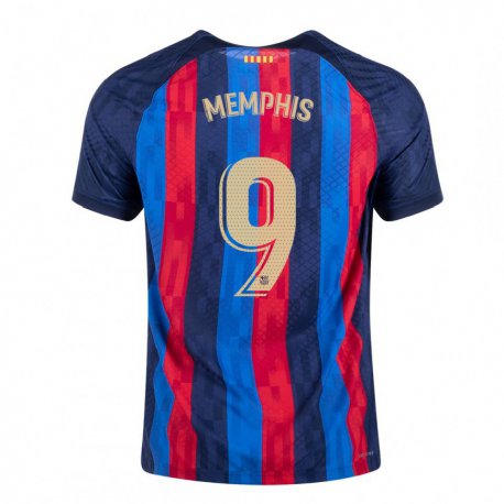 Kandiny Hombre Camiseta Memphis Depay #9 Azul Escarlata 1ª Equipación 2022/23 La Camisa Chile