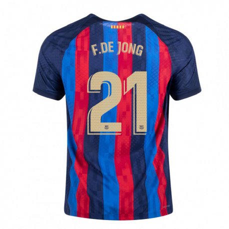 Kandiny Hombre Camiseta Frenkie De Jong #21 Azul Escarlata 1ª Equipación 2022/23 La Camisa Chile