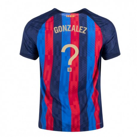Kandiny Hombre Camiseta Gerard Gonzalez #0 Azul Escarlata 1ª Equipación 2022/23 La Camisa Chile