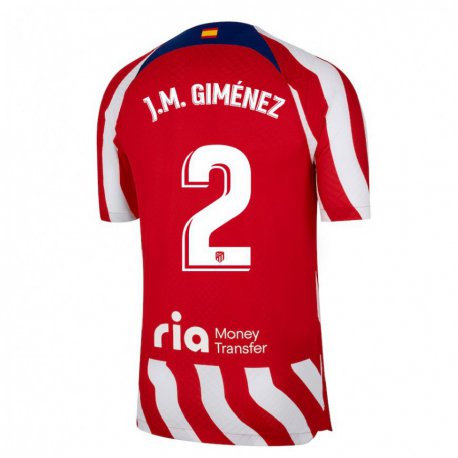 Kandiny Hombre Camiseta José María Giménez #2 Rojo Blanco Azul 1ª Equipación 2022/23 La Camisa Chile