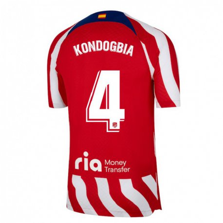 Kandiny Hombre Camiseta Geoffrey Kondogbia #4 Rojo Blanco Azul 1ª Equipación 2022/23 La Camisa Chile