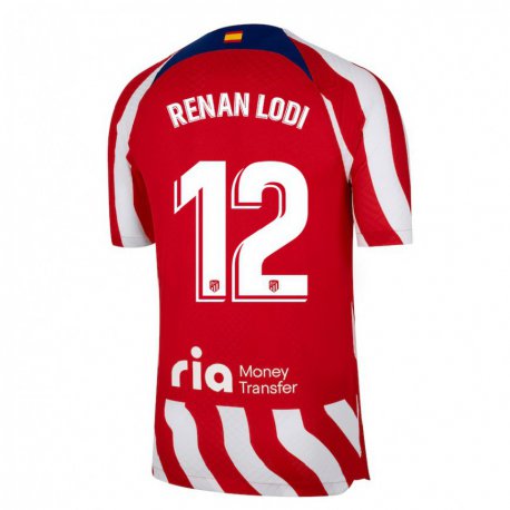 Kandiny Hombre Camiseta Renan Lodi #12 Rojo Blanco Azul 1ª Equipación 2022/23 La Camisa Chile