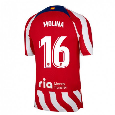 Kandiny Hombre Camiseta Nahuel Molina #16 Rojo Blanco Azul 1ª Equipación 2022/23 La Camisa Chile