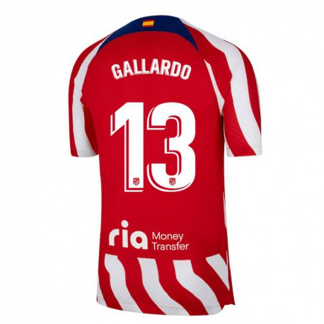 Kandiny Hombre Camiseta Lola Gallardo #13 Rojo Blanco Azul 1ª Equipación 2022/23 La Camisa Chile
