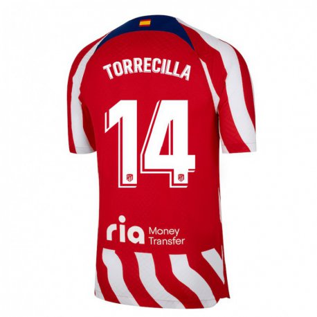 Kandiny Hombre Camiseta Virginia Torrecilla #14 Rojo Blanco Azul 1ª Equipación 2022/23 La Camisa Chile