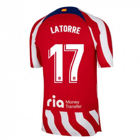 Kandiny Hombre Camiseta Barbara Latorre #17 Rojo Blanco Azul 1ª Equipación 2022/23 La Camisa Chile