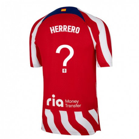 Kandiny Hombre Camiseta Alex Herrero #0 Rojo Blanco Azul 1ª Equipación 2022/23 La Camisa Chile