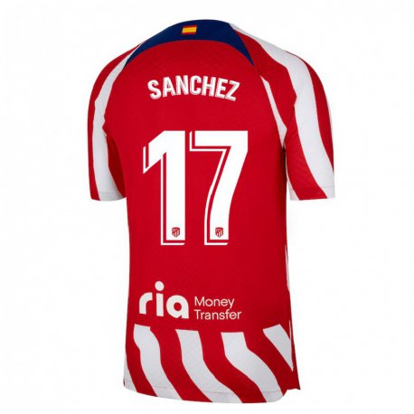 Kandiny Hombre Camiseta Manu Sanchez #17 Rojo Blanco Azul 1ª Equipación 2022/23 La Camisa Chile