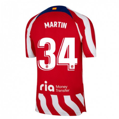 Kandiny Hombre Camiseta Carlos Martin #34 Rojo Blanco Azul 1ª Equipación 2022/23 La Camisa Chile