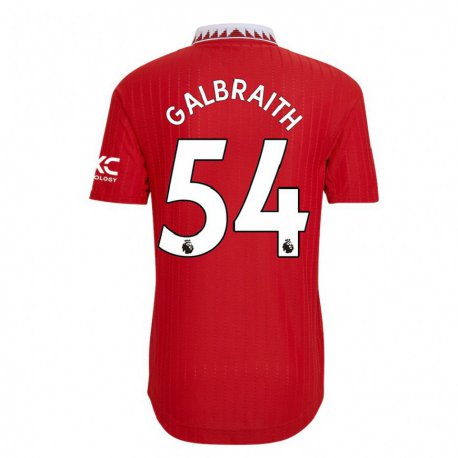 Kandiny Hombre Camiseta Ethan Galbraith #54 Rojo 1ª Equipación 2022/23 La Camisa Chile