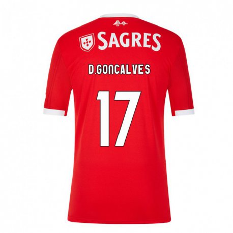 Kandiny Hombre Camiseta Diogo Goncalves #17 Rojo Neón 1ª Equipación 2022/23 La Camisa Chile