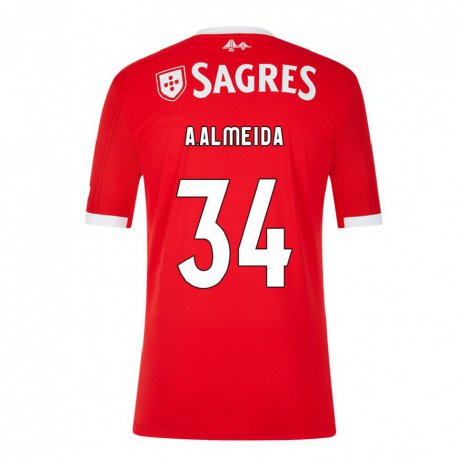 Kandiny Hombre Camiseta Andre Almeida #34 Rojo Neón 1ª Equipación 2022/23 La Camisa Chile