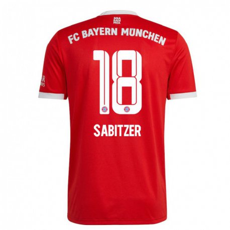 Kandiny Hombre Camiseta Marcel Sabitzer #18 Neon Rojo Blanco 1ª Equipación 2022/23 La Camisa Chile