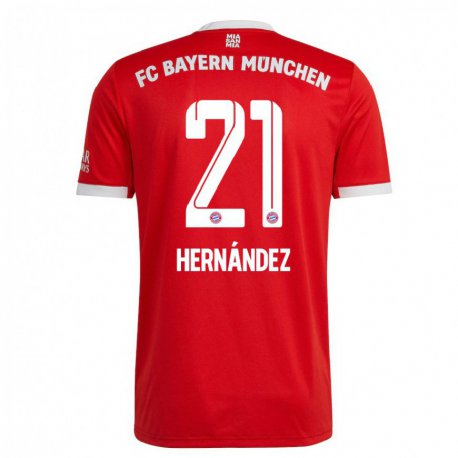 Kandiny Hombre Camiseta Lucas Hernández #21 Neon Rojo Blanco 1ª Equipación 2022/23 La Camisa Chile