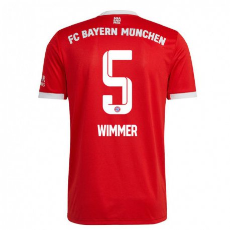 Kandiny Hombre Camiseta Benedikt Wimmer #5 Neon Rojo Blanco 1ª Equipación 2022/23 La Camisa Chile