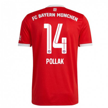 Kandiny Hombre Camiseta Florian Pollak #14 Neon Rojo Blanco 1ª Equipación 2022/23 La Camisa Chile