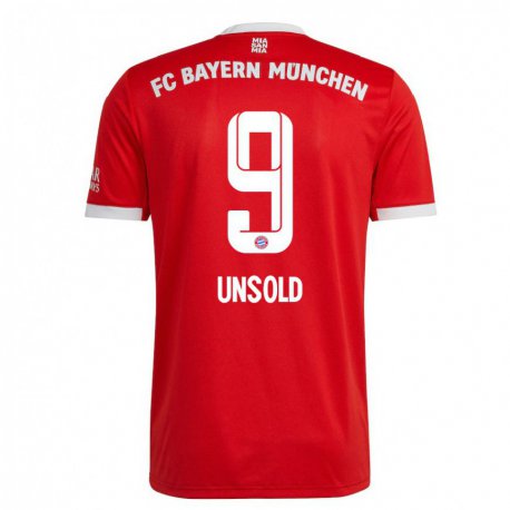 Kandiny Hombre Camiseta Samuel Unsold #9 Neon Rojo Blanco 1ª Equipación 2022/23 La Camisa Chile