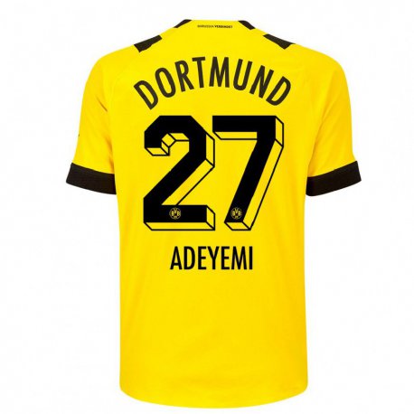 Kandiny Hombre Camiseta Karim Adeyemi #27 Amarillo 1ª Equipación 2022/23 La Camisa Chile