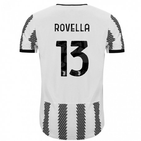 Kandiny Hombre Camiseta Nicolo Rovella #13 Blanco Negro 1ª Equipación 2022/23 La Camisa Chile