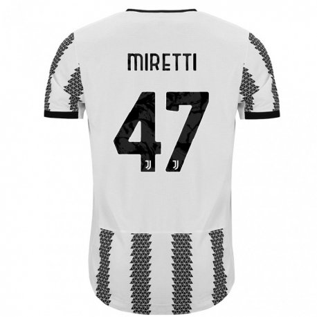 Kandiny Hombre Camiseta Fabio Miretti #47 Blanco Negro 1ª Equipación 2022/23 La Camisa Chile