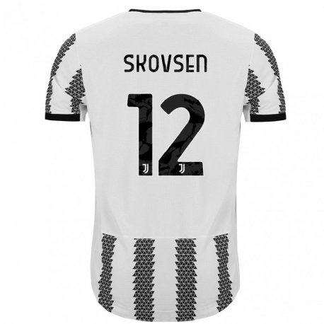 Kandiny Hombre Camiseta Matilde Lundorf Skovsen #12 Blanco Negro 1ª Equipación 2022/23 La Camisa Chile