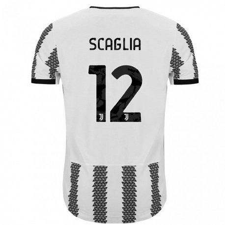 Kandiny Hombre Camiseta Simone Scaglia #12 Blanco Negro 1ª Equipación 2022/23 La Camisa Chile