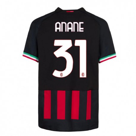 Kandiny Hombre Camiseta Emmanuel Anane #31 Negro Rojo 1ª Equipación 2022/23 La Camisa Chile