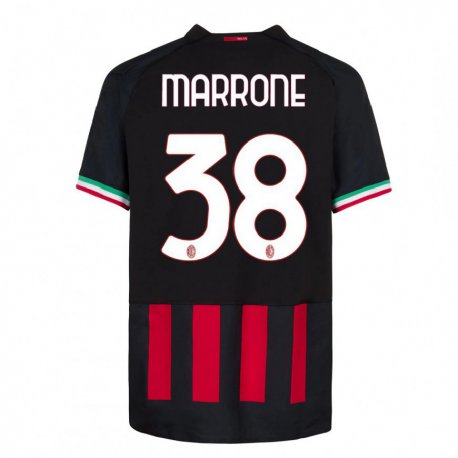 Kandiny Hombre Camiseta Federico Marrone #38 Negro Rojo 1ª Equipación 2022/23 La Camisa Chile