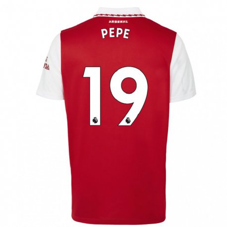 Kandiny Hombre Camiseta Nicolas Pepe #19 Rojo Blanco 1ª Equipación 2022/23 La Camisa Chile
