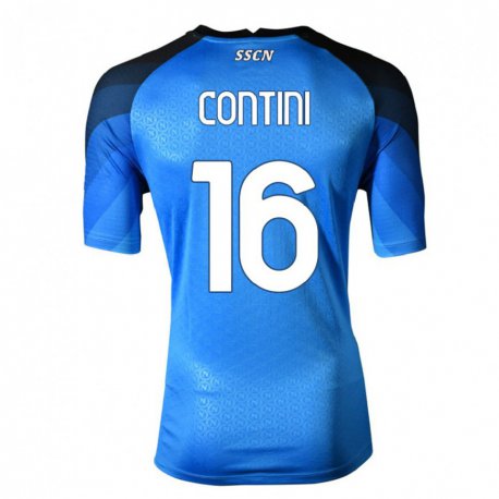 Kandiny Hombre Camiseta Nikita Contini #16 Azul Oscuro Gris 1ª Equipación 2022/23 La Camisa Chile