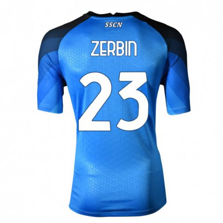 Kandiny Hombre Camiseta Alessio Zerbin #23 Azul Oscuro Gris 1ª Equipación 2022/23 La Camisa Chile
