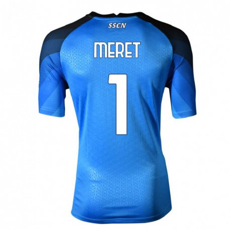 Kandiny Hombre Camiseta Alex Meret #1 Azul Oscuro Gris 1ª Equipación 2022/23 La Camisa Chile