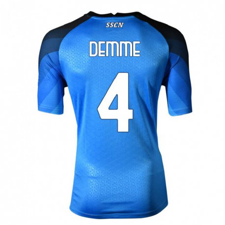 Kandiny Hombre Camiseta Diego Demme #4 Azul Oscuro Gris 1ª Equipación 2022/23 La Camisa Chile