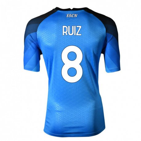 Kandiny Hombre Camiseta Fabian Ruiz #8 Azul Oscuro Gris 1ª Equipación 2022/23 La Camisa Chile