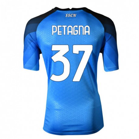 Kandiny Hombre Camiseta Andrea Petagna #37 Azul Oscuro Gris 1ª Equipación 2022/23 La Camisa Chile