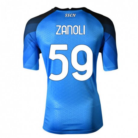 Kandiny Hombre Camiseta Alessandro Zanoli #59 Azul Oscuro Gris 1ª Equipación 2022/23 La Camisa Chile