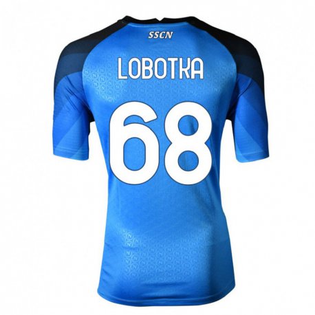 Kandiny Hombre Camiseta Stanislav Lobotka #68 Azul Oscuro Gris 1ª Equipación 2022/23 La Camisa Chile