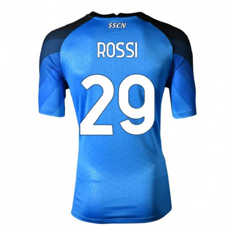 Kandiny Hombre Camiseta Francesco Rossi #29 Azul Oscuro Gris 1ª Equipación 2022/23 La Camisa Chile
