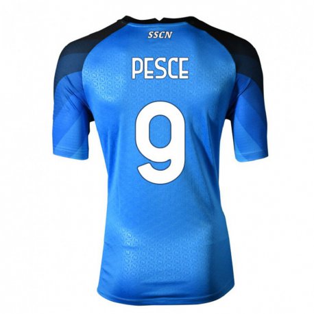 Kandiny Hombre Camiseta Antonio Pesce #9 Azul Oscuro Gris 1ª Equipación 2022/23 La Camisa Chile