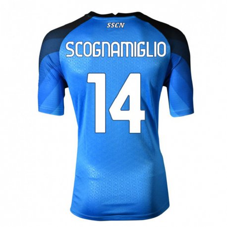 Kandiny Hombre Camiseta Fabio Scognamiglio #14 Azul Oscuro Gris 1ª Equipación 2022/23 La Camisa Chile