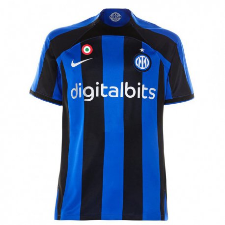 Kandiny Hombre Camiseta Enoch Owusu #30 Azul Real Negro 1ª Equipación 2022/23 La Camisa Chile