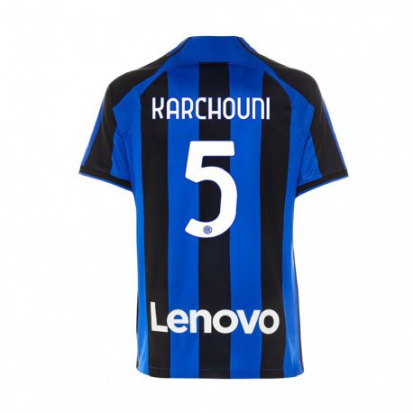 Kandiny Hombre Camiseta Ghoutia Karchouni #5 Azul Real Negro 1ª Equipación 2022/23 La Camisa Chile