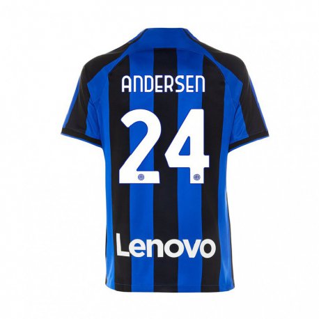 Kandiny Hombre Camiseta Silas Andersen #24 Azul Real Negro 1ª Equipación 2022/23 La Camisa Chile