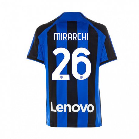 Kandiny Hombre Camiseta Mattia Mirarchi #26 Azul Real Negro 1ª Equipación 2022/23 La Camisa Chile