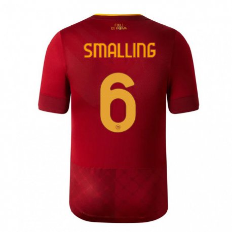 Kandiny Hombre Camiseta Chris Smalling #6 Marrón Rojo 1ª Equipación 2022/23 La Camisa Chile