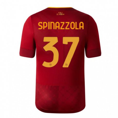 Kandiny Hombre Camiseta Leonardo Spinazzola #37 Marrón Rojo 1ª Equipación 2022/23 La Camisa Chile